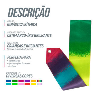 Fita Ginástica Rítmica Cetim Gracios - Arco Íris