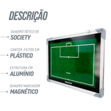 Quadro tático magnético de alumínio com acessórios 45x30 Pista e Campo - Futebol Society