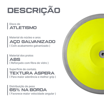 Disco de atletismo de aço e ABS 0,75kg Powered by CBAt