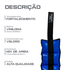 Tornozeleira caneleira em vinilona azul profissional 5kg Envolst - par