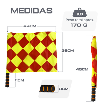 Bandeira xadrez de árbitro auxiliar de futebol com cabo metálico Velden - Par