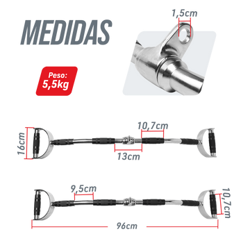 Puxador Barra Romana 96cm para Pulley Cromado com Giro 360° Envolst