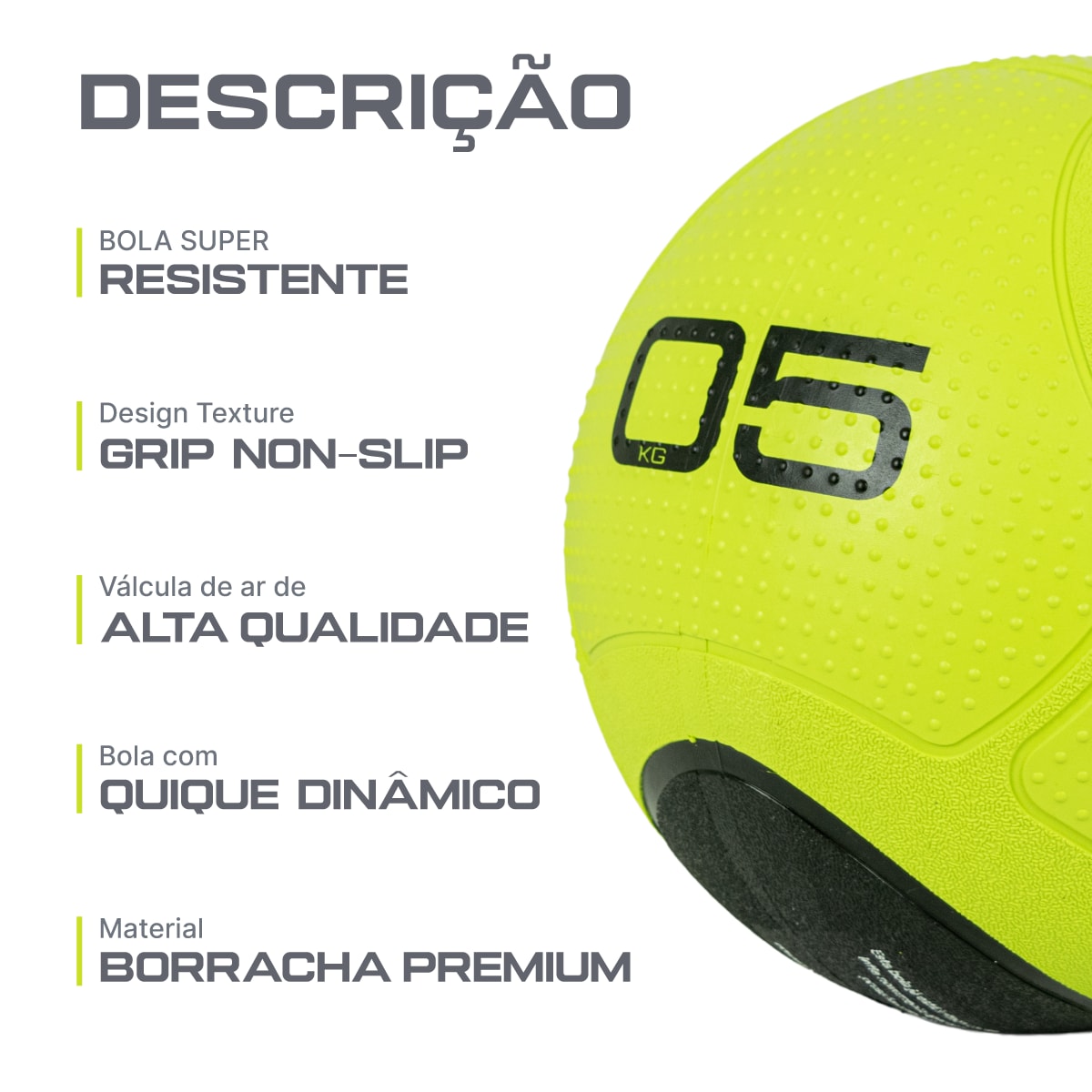 Medicine Ball 5kg Envolst com Quique para Performance