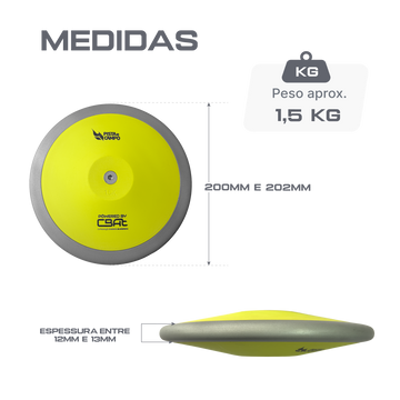 Disco de atletismo de aço e ABS 1,5kg Powered by CBAt