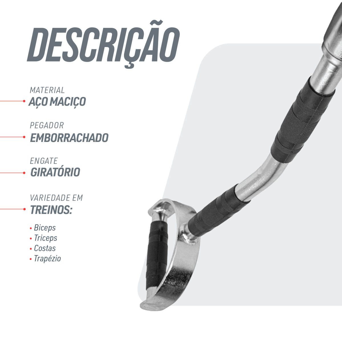 Puxador Barra Romana 96cm Pulley Cromado Maciço com Giro Envolst