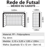Rede oficial de futebol de salão (futsal) em polietileno malha quadrada sem nós Pista e Campo - Par