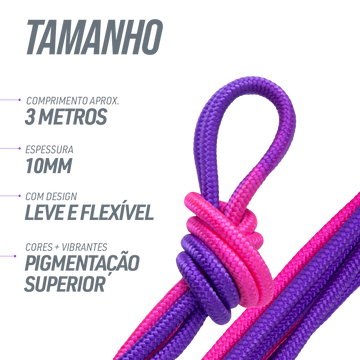 Corda Oficial Ginástica Rítmica 3m Gracios - Roxo e Rosa
