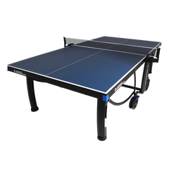 Mesa de tenis de mesa de aco e madeira azul rede e porta itens P8022