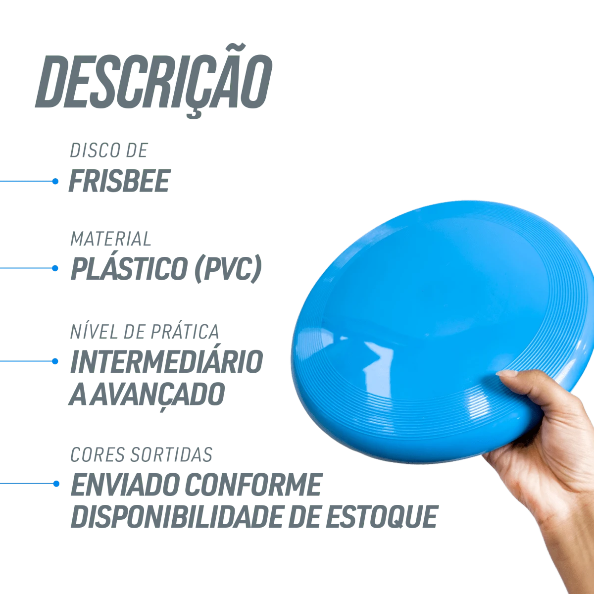 Frisbee de plástico adulto 27cm 175g ultimate disc Pista e Campo - Azul