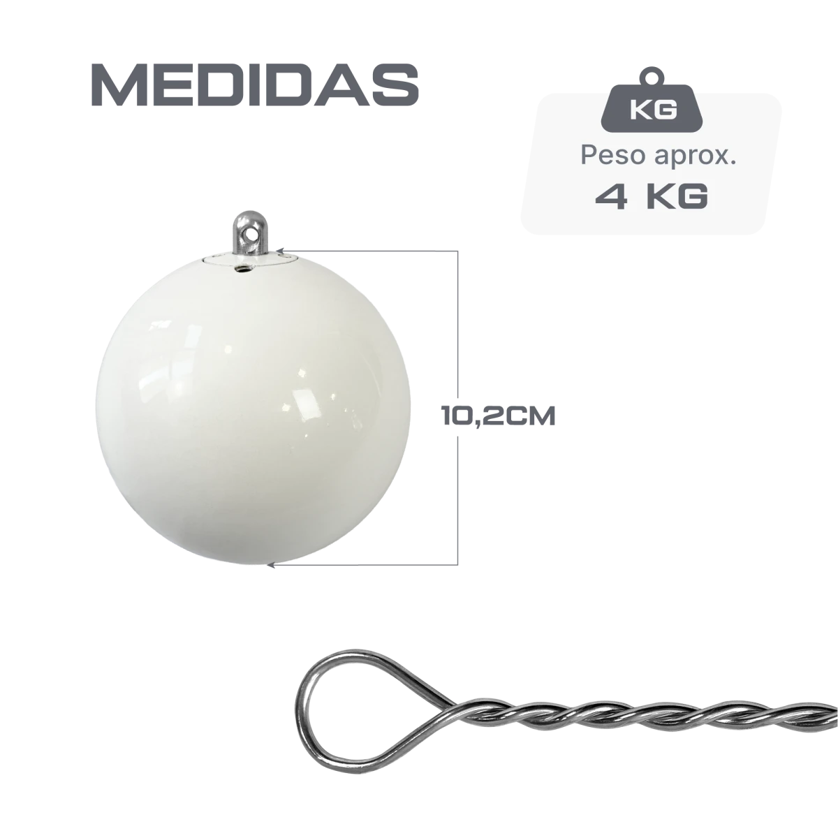 Martelo de aço 4kg 102mm IAAF Vinex - com cabo e empunhadura