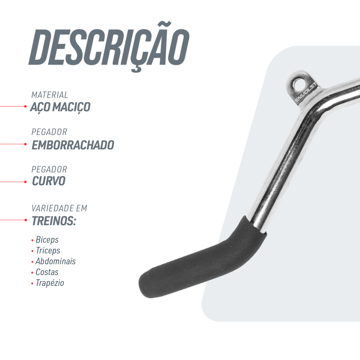 Puxador W Curvo Pulley e Crossover Cromado Maciço Envolst