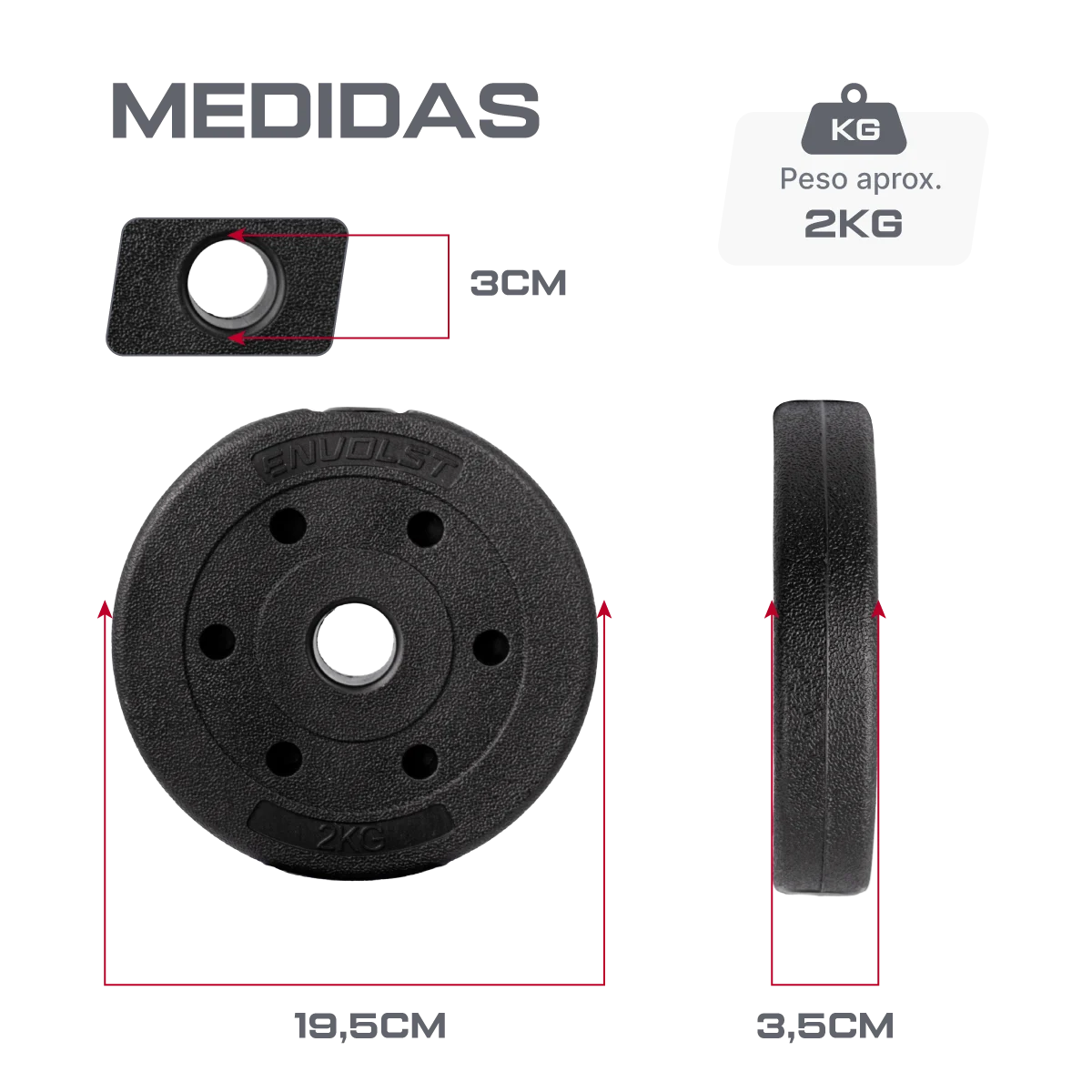 Anilha Emborrachada 2Kg Cement Furo 31mm Envolst