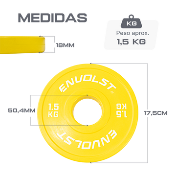 Anilha Olímpica Fracionada Bumper 1,5 kg Envolst