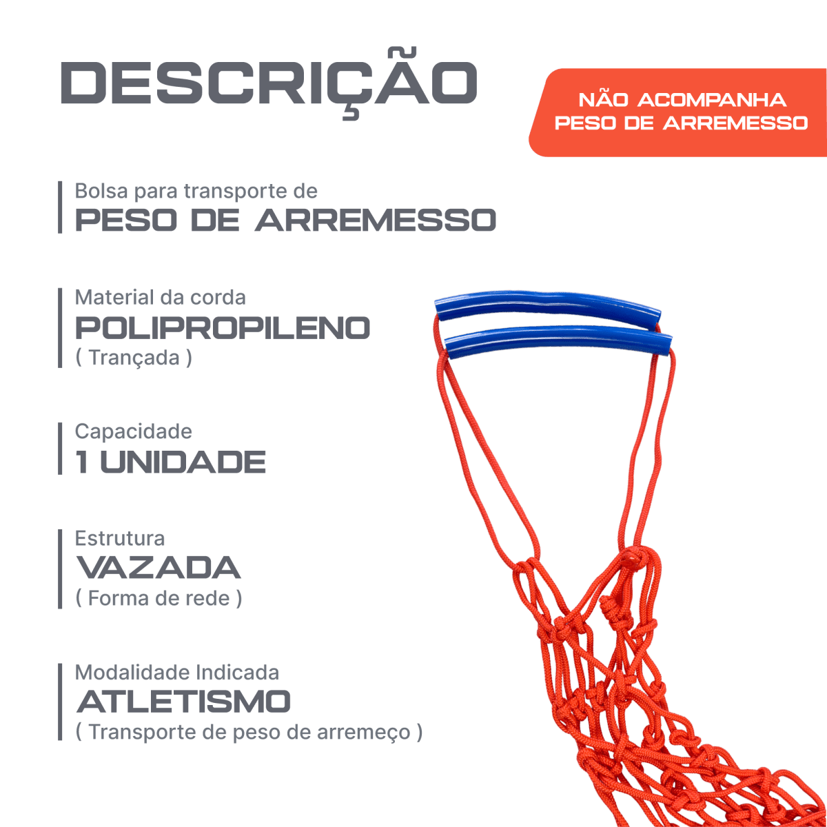 Bolsa vazada com alça para transporte de pesos Pista e Campo