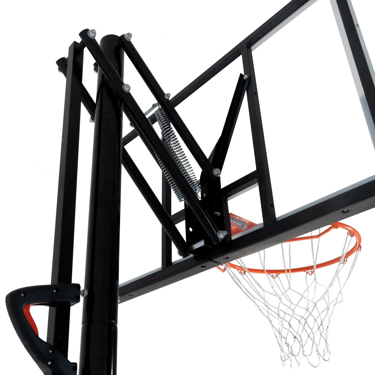 Tabela de basquete adulto móvel com poste, quadro de acrílico e aro modelo premium Velden