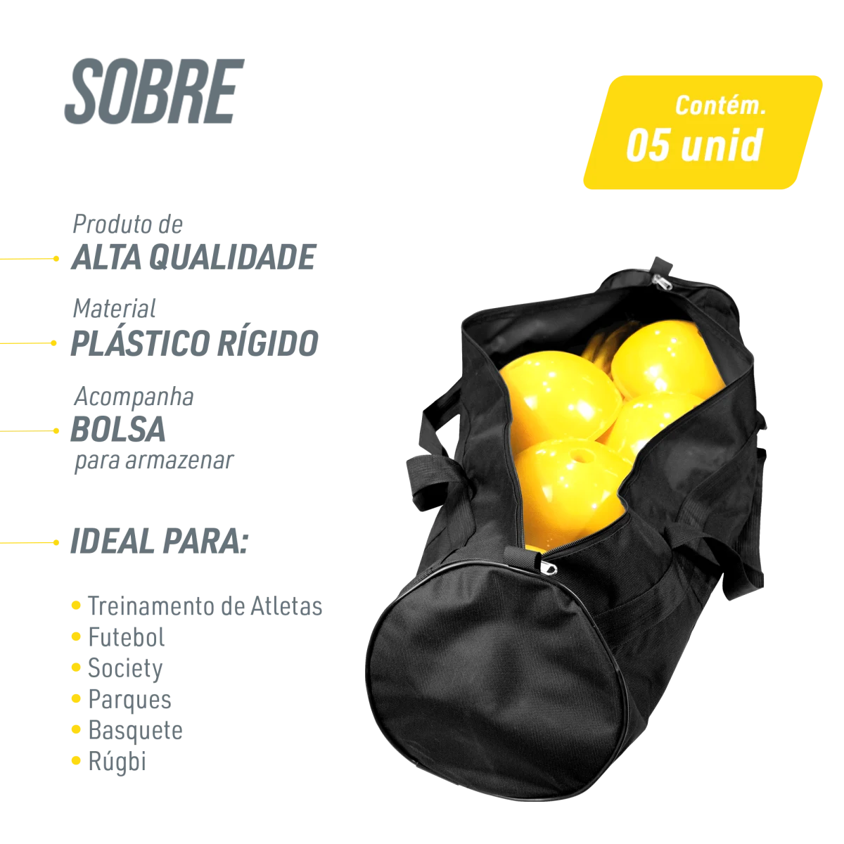 Baliza (slalom) com base de plástico Velden - cnj com 5 und - com bolsa - Amarelo