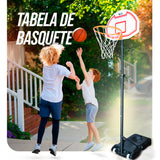 Tabela de basquete infantil juvenil móvel com poste, tabela plástica e aro Velden