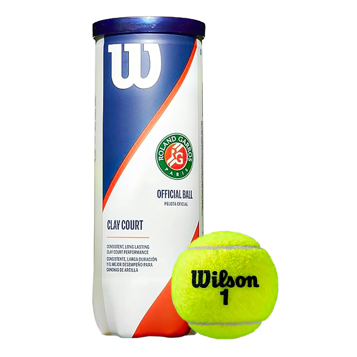 Bolinha/bola de tênis de campo Roland Garros Wilson - tubo com 3 und