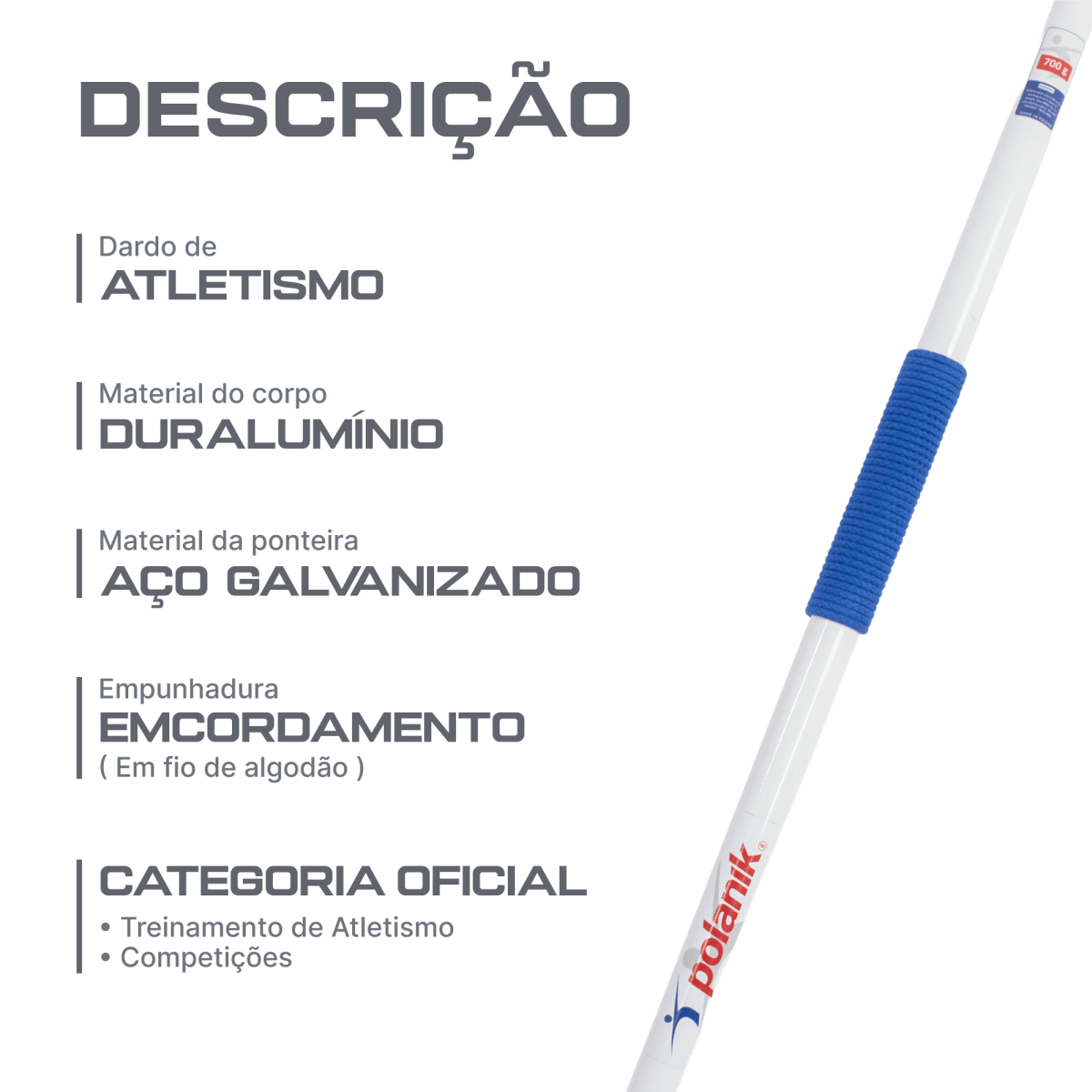 Dardo de duralumínio e aço 700g Polanik
