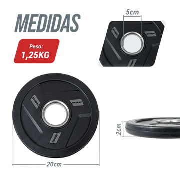 Kit 50kg Anilhas Olímpicas Vulcanizadas Envolst - 1,25 a 10kg
