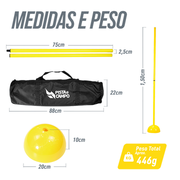 Kit 5 Balizas de Slalom com Base Domo e Bolsa Velden