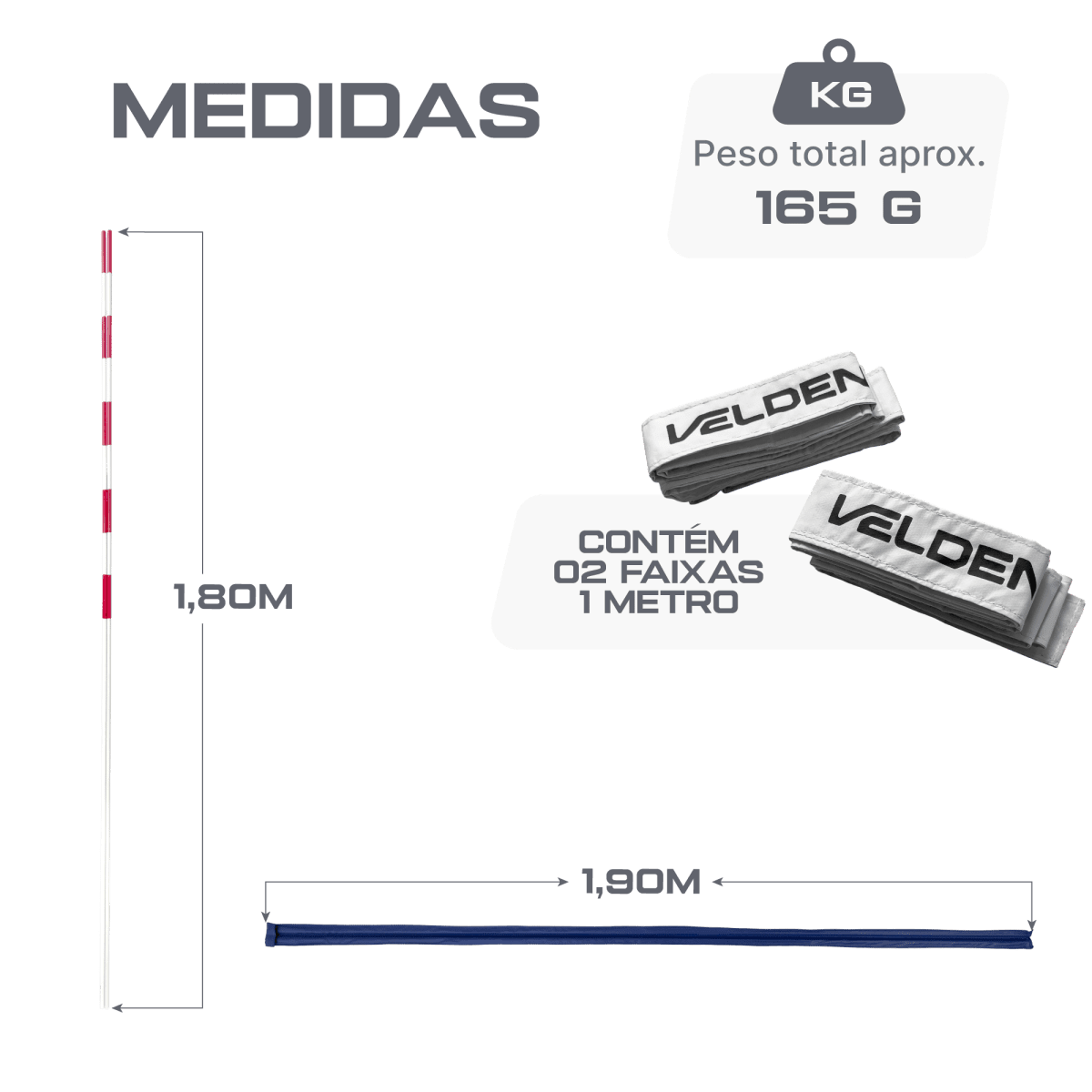 Antenas (par) de voleibol de fibra de vidro com faixas laterais + Bolsa/ Capa Velden