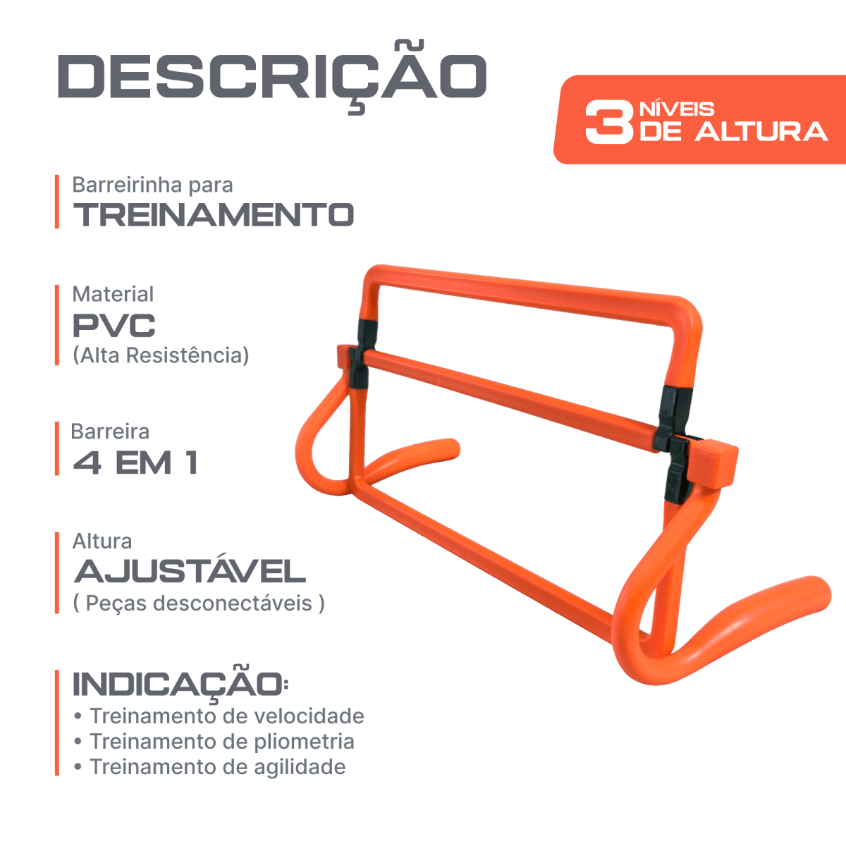 Barreirinha de PVC para treinamento Velden - Largura: 44cm. Altura ajustável (com extensores)