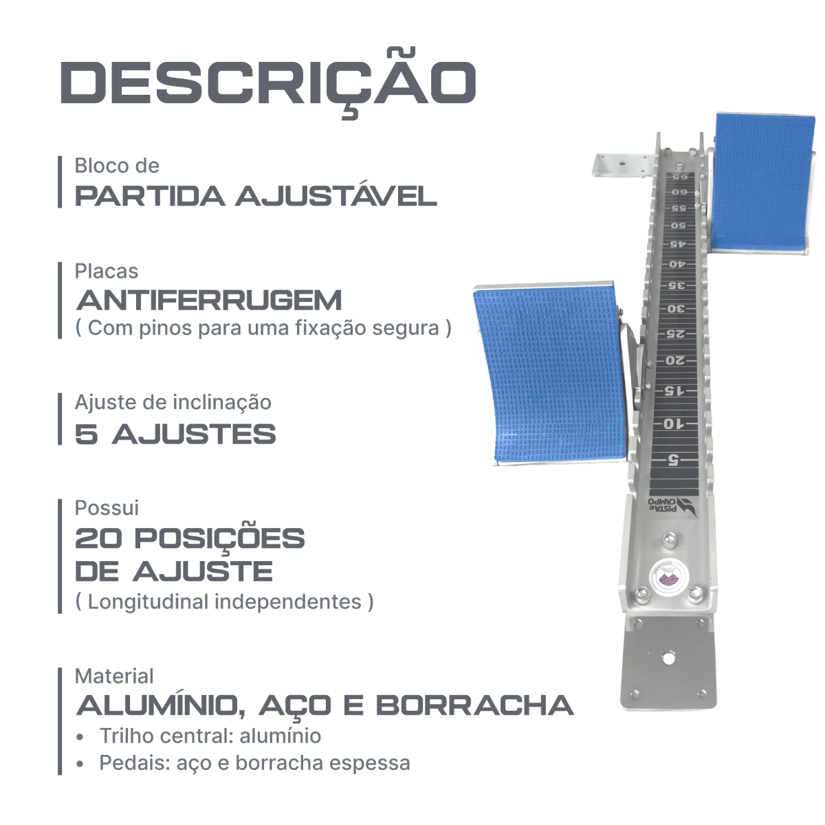 Bloco de Partida Alumínio Olympic Pista e Campo (VSB-01N)