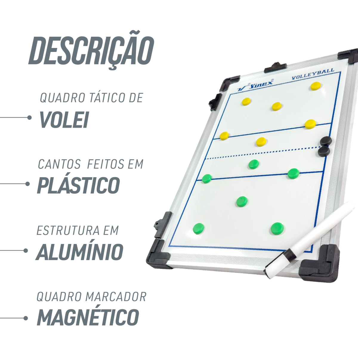 Quadro tático para treinamento esportivo volei 45x30cm Vinex