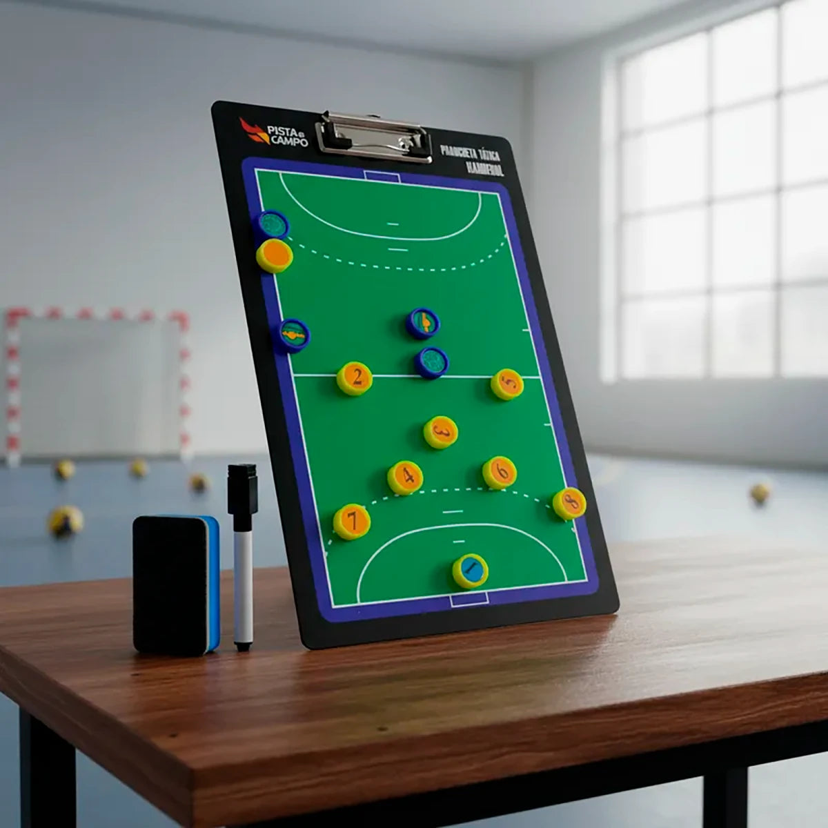 Prancheta tática magnética dupla face com caneta para treinamento de Handebol Pista e Campo