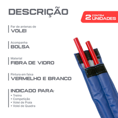Antenas (par) de voleibol de fibra de vidro Velden