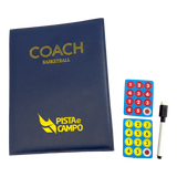 Prancheta tática magnética com caneta para treinamento de basquete Pista e Campo - Modelo pasta azul