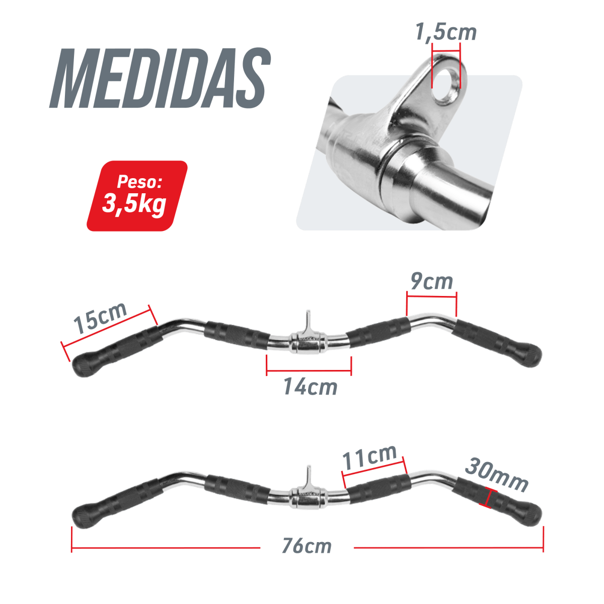 Puxador W 76cm Pulley Cromado Maciço com Giro Envolst