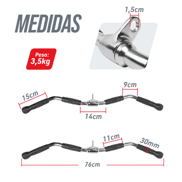 Puxador W 76 cm para Pulley Cromado com Giro Central Envolst
