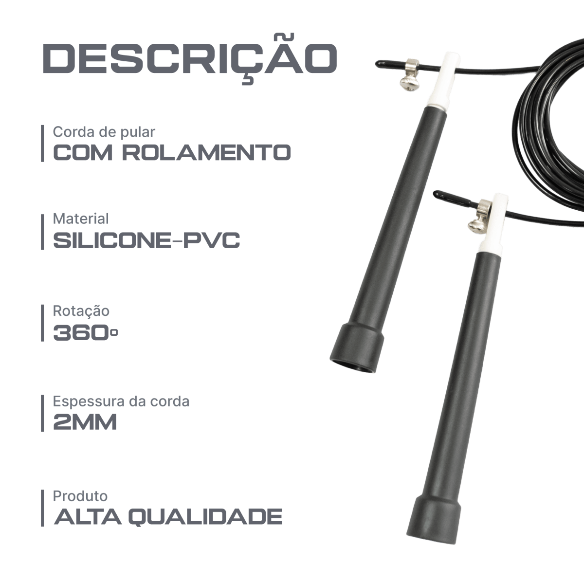 Corda de pular de aço revestido de PVC 3m x 2mm Speed Rope Envolst