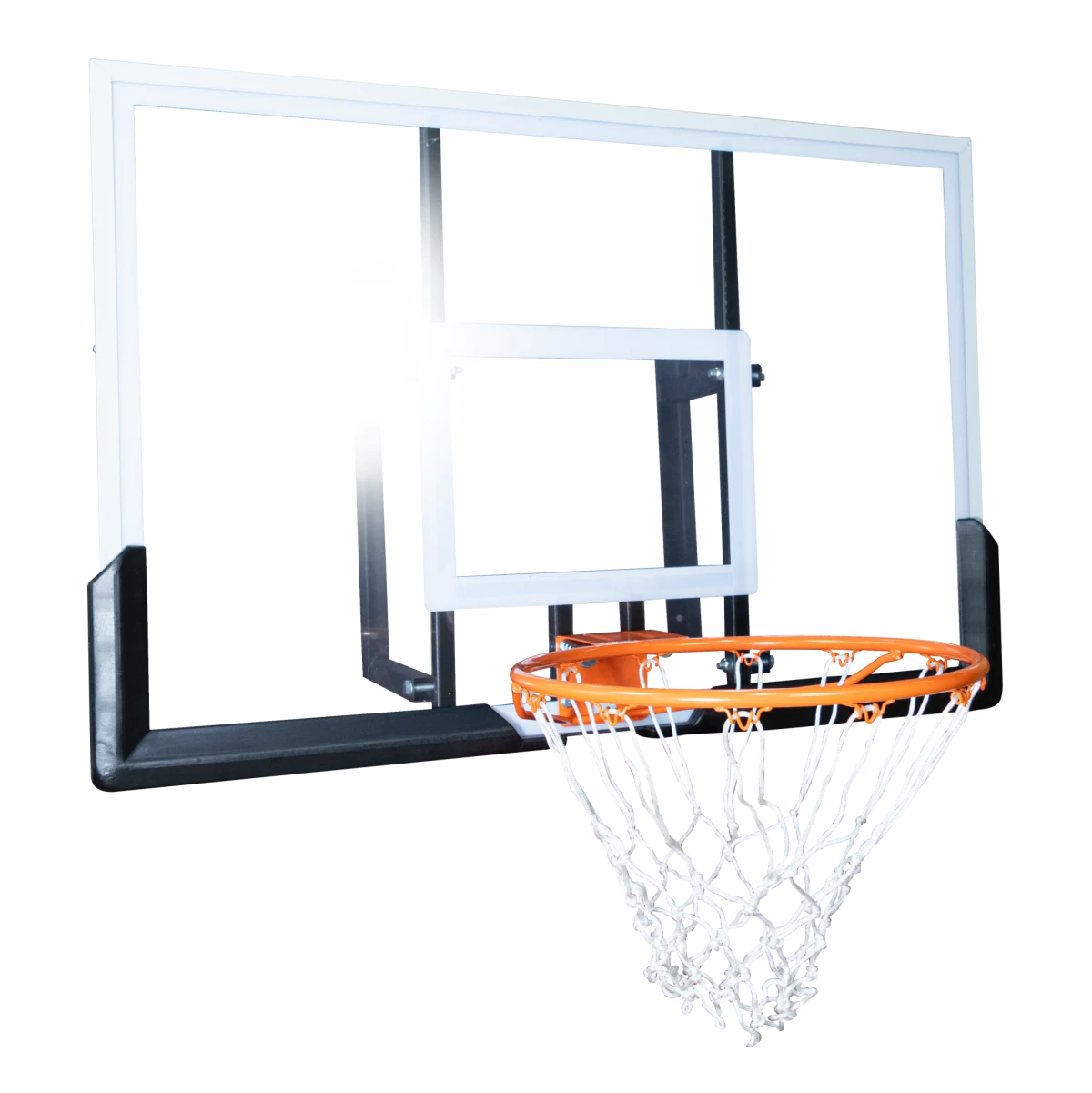 Tabela de basquete de parede quadro transparente de 120x80cm com aro e rede Velden