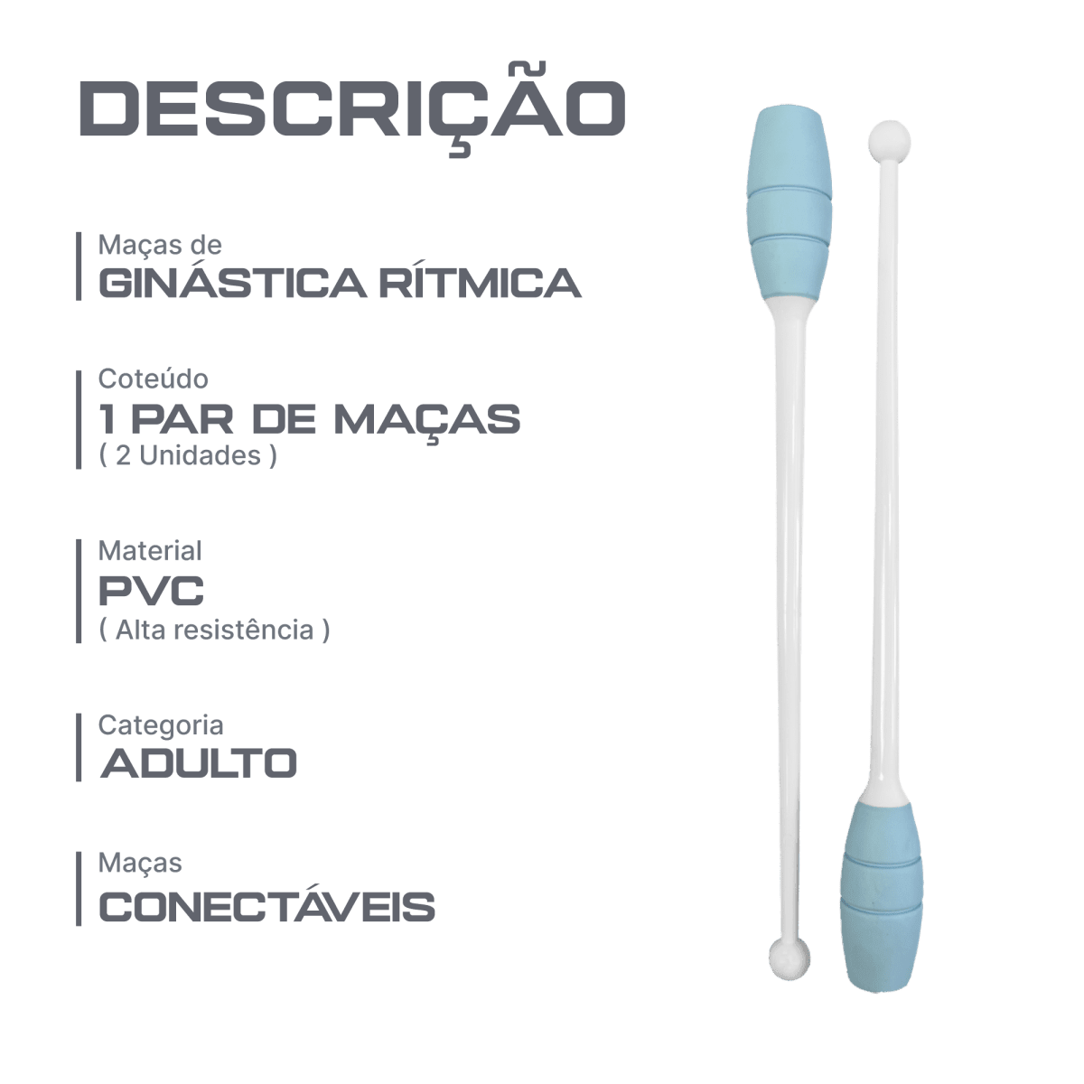 Maça oficial ginástica rítmica adulto 45cm conectável Pista e Campo - Preto e Laranja