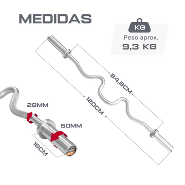 Barra W Super Curl Olímpica 1,20 m Hard Chrome Envolst