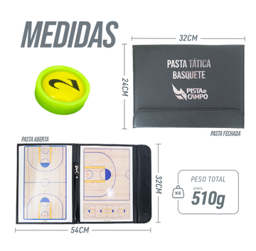 Pasta Prancheta Tática de Basquete Magnética Velden