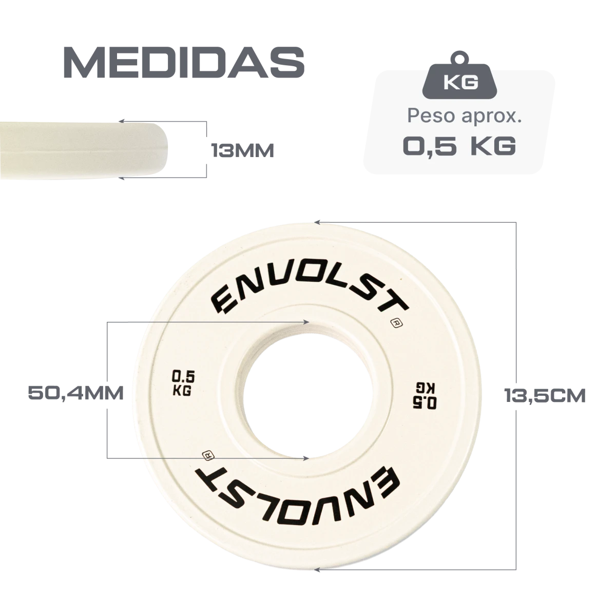 Anilha Olímpica Fracionada Emborrachada 0,5Kg Envolst
