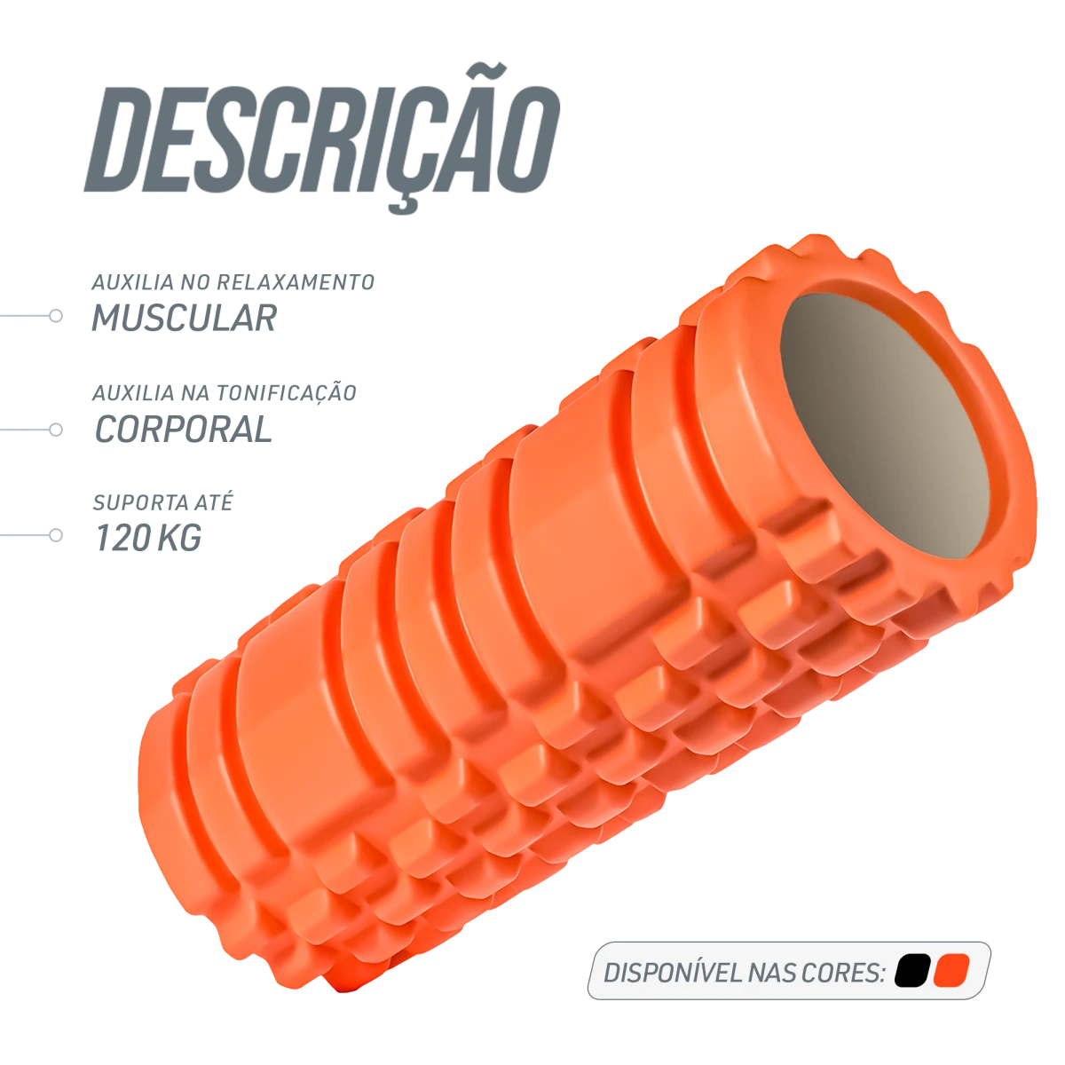 Rolo de Massagem e Liberação Miofascial Foam Roller Envolst - Preto