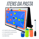 Prancheta tática magnética com caneta para treinamento de futsal Pista e Campo - Modelo pasta preta