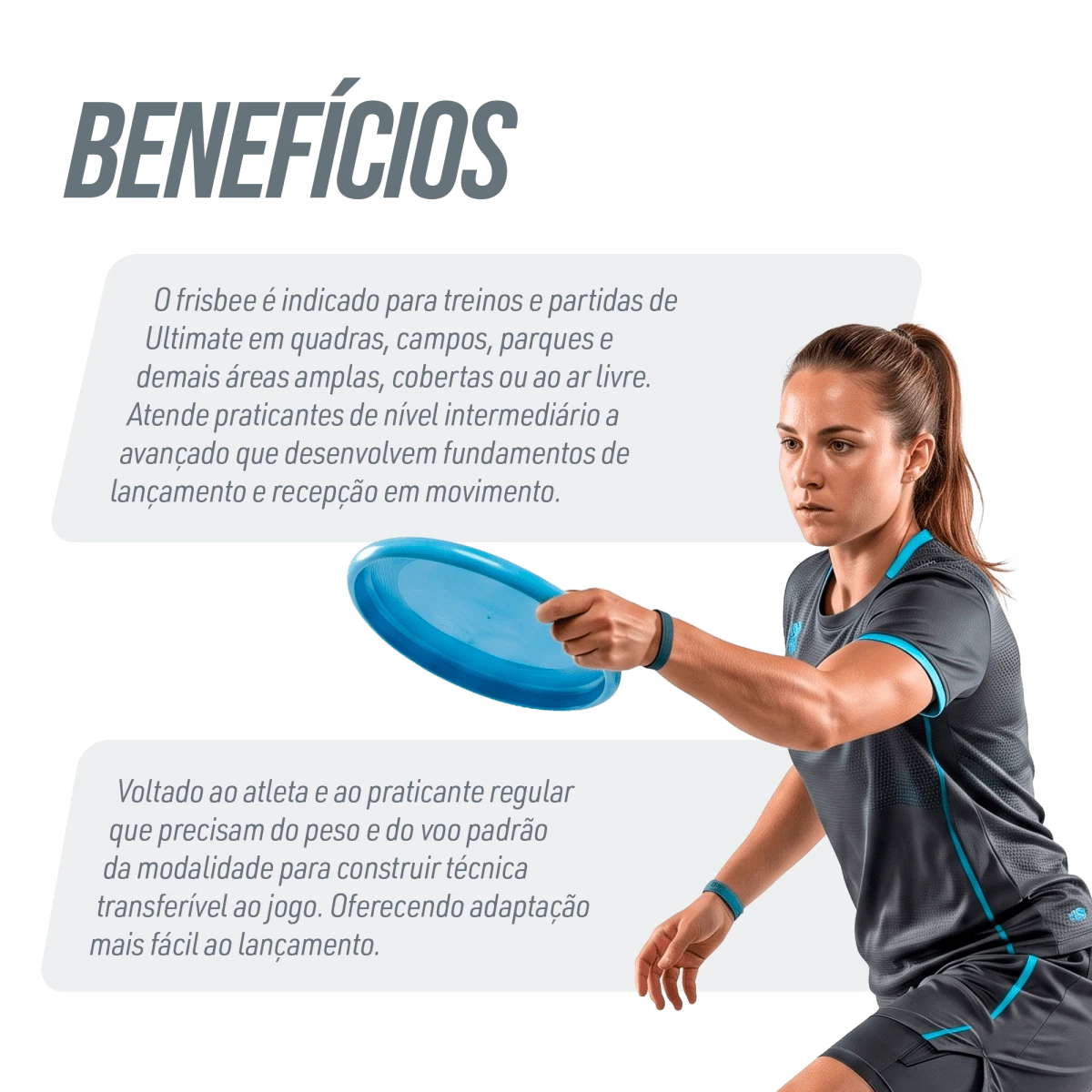 Frisbee de plástico adulto 27cm 175g ultimate disc Pista e Campo - Azul