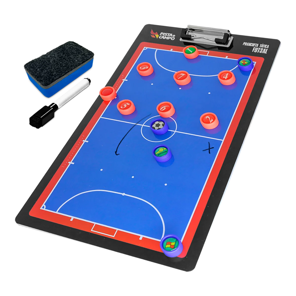 Prancheta tática magnética dupla face com caneta para treinamento de Futsal Pista e Campo