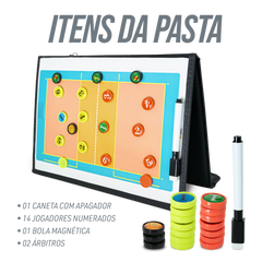Prancheta tática magnética com caneta para treinamento de voleibol Pista e Campo - Modelo pasta preta