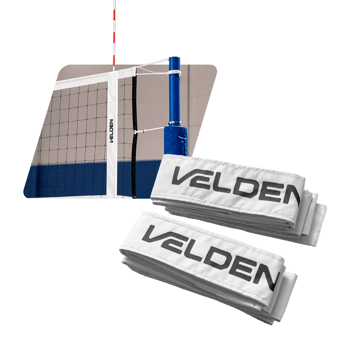 Suportes faixas brancas com velcro para antenas de voleibol Velden - par