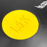 Disco de atletismo de borracha preto com centro colorido 1,50kg Pista e Campo