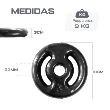 Anilha vazada revestida 3kg Pista e Campo
