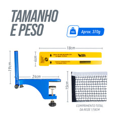 Kit Rede de Tênis de Mesa Giant Dragon - Suporte Rosqueável e Régua
