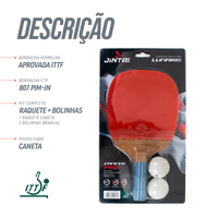 Raquete de tênis de mesa 3 estrelas Caneta Lunaris com 2 bolinhas Jintai
